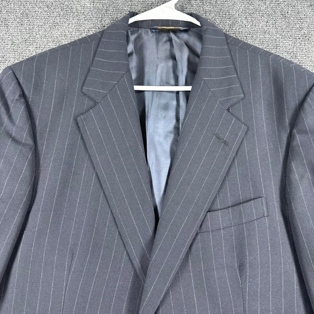 Brooks Brothers Blazer Mens 44R 44 Regular Navy‎ Blue Pinstripe Wool Brooksease